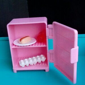 Barbie doll house mini refrigerator with food